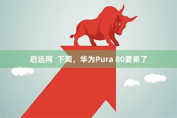 启远网  下周，华为Pura 80要来了