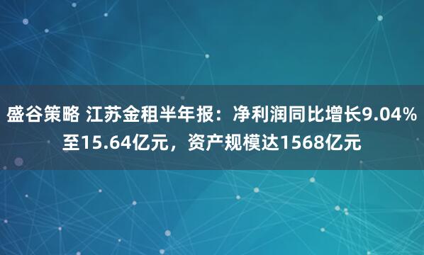 盛谷策略 江苏金租半年报：净利润同比增长9.04%至15.64亿元，资产规模达1568亿元